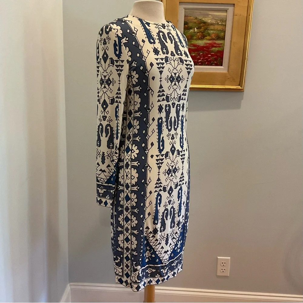 Tory‎ Burch Matte Jersey Lisbon Blue & White Dress
